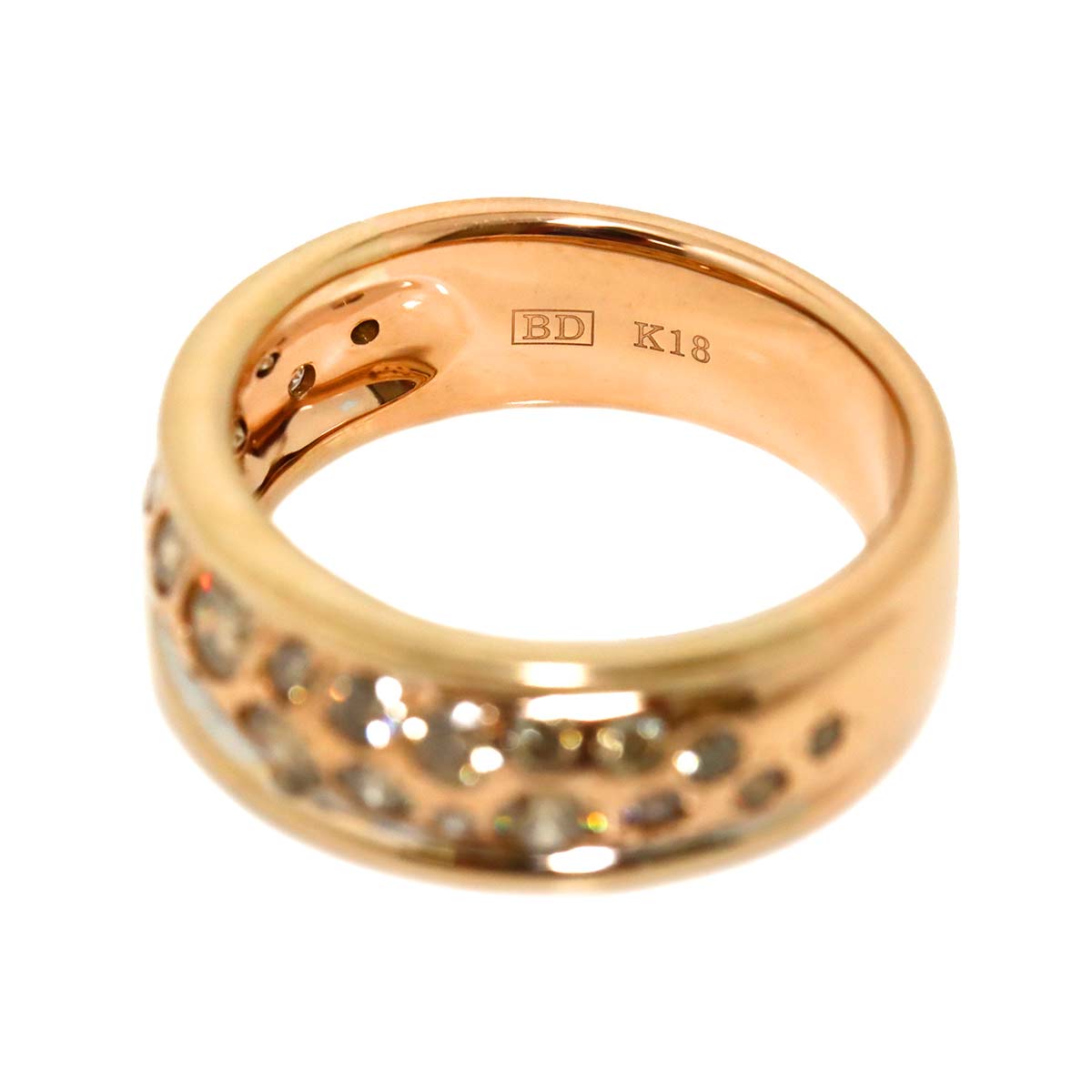 Diamond 0.85ct Ring 18K Pink Gold 750 size6(US)
