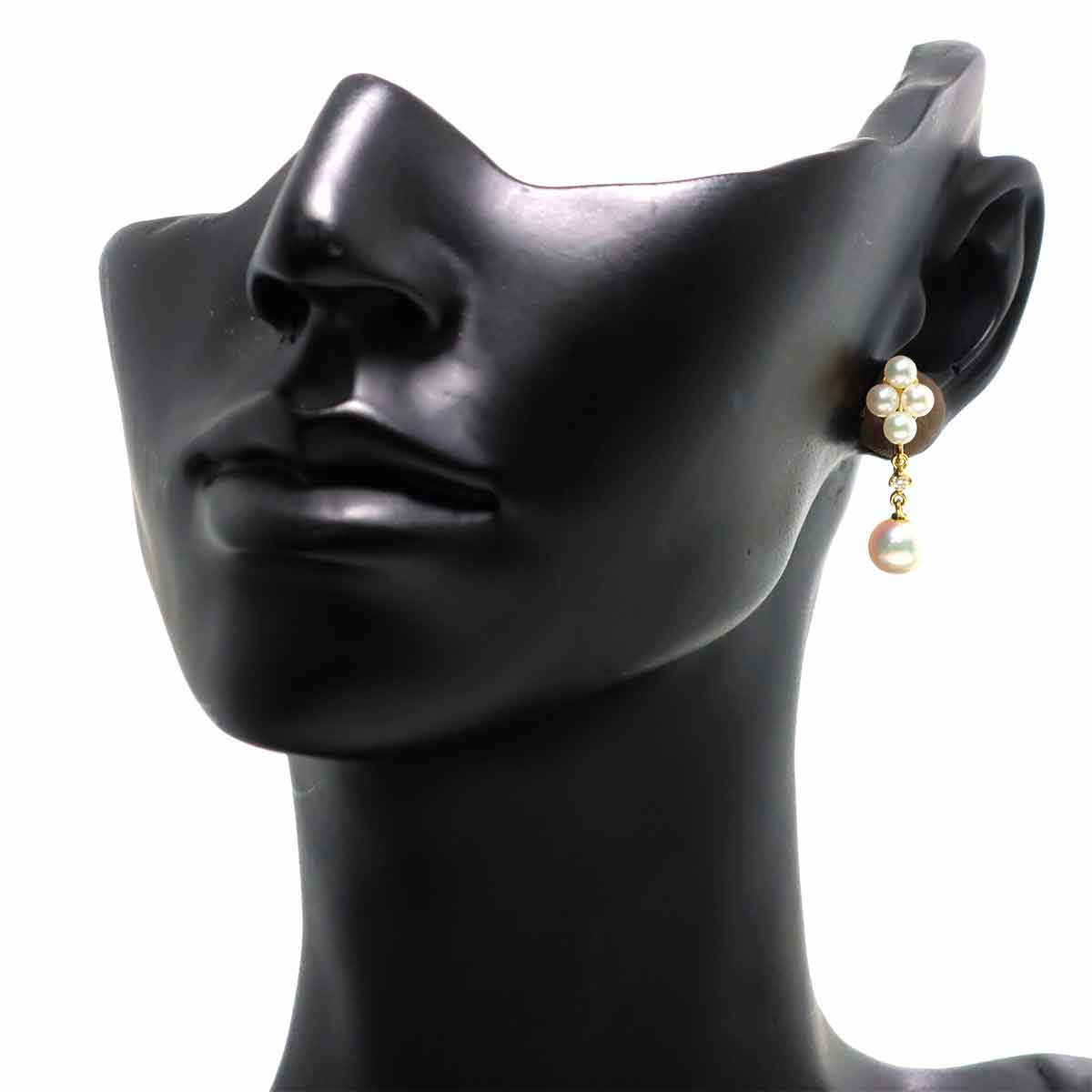 Akoya Pearl 6.5-3.5mm Diamond Earrings 18K Yellow Gold 750