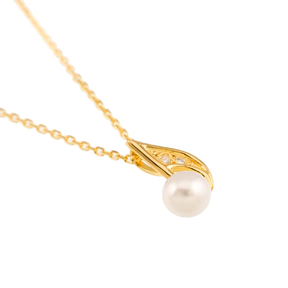Freshwater cultured pearl Diamond Necklace 18K YG 750
