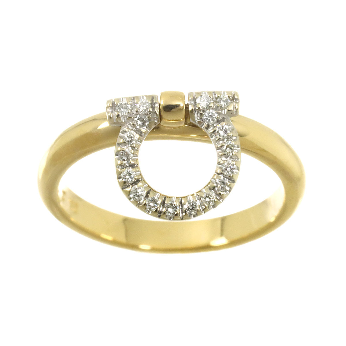 Gancini Diamond Ring 18K YG WG 750 Size4.5(US)