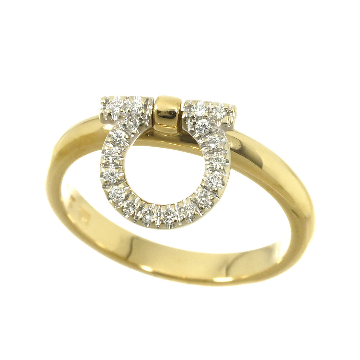 Gancini Diamond Ring 18K YG WG 750 Size4.5(US)