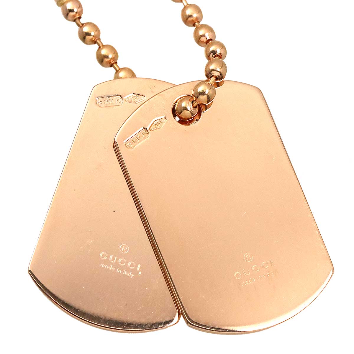 Dog tags Diamond Necklace 18K Pink Gold 750