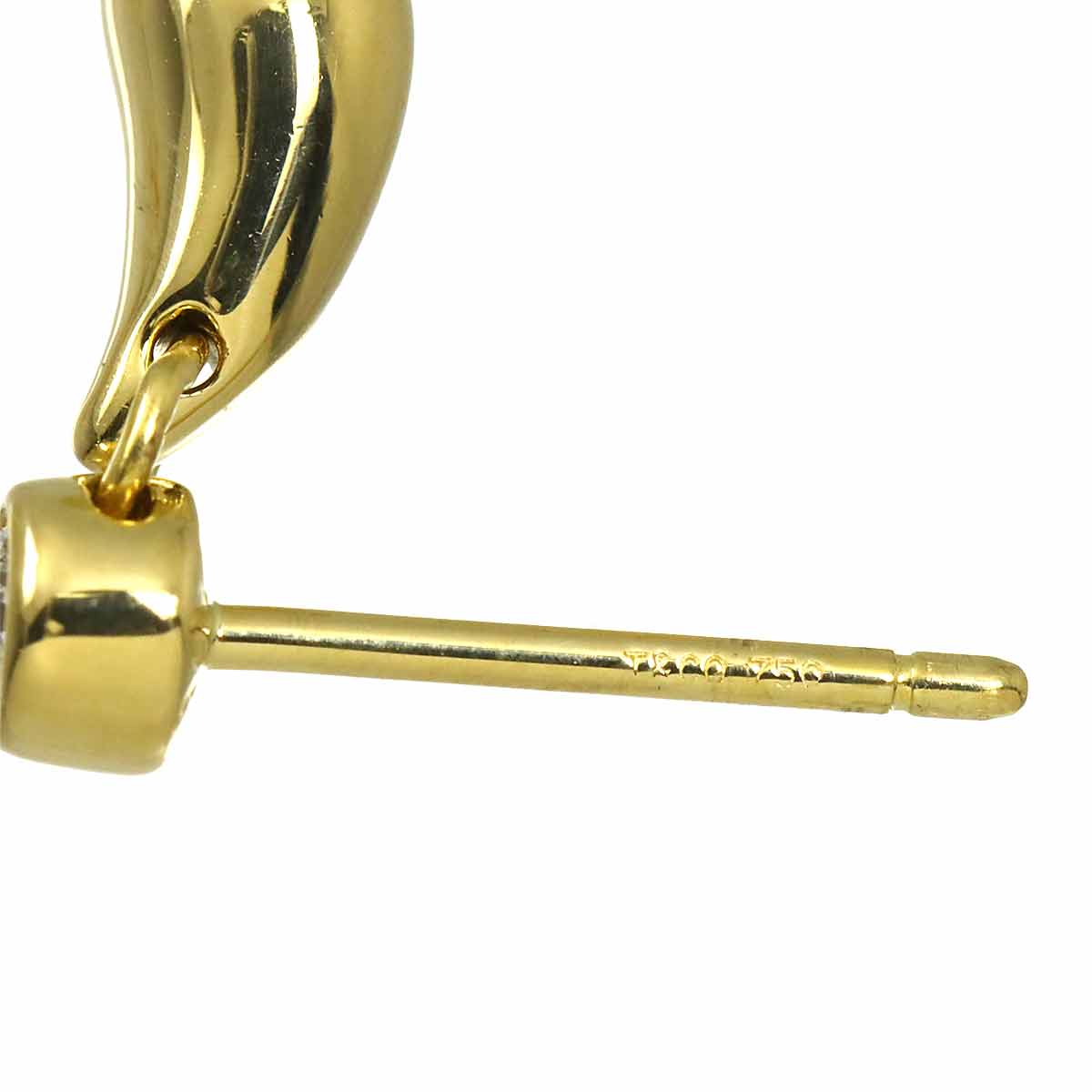 Teardrop Diamond Earrings Pierced 18K Yellow Gold 750