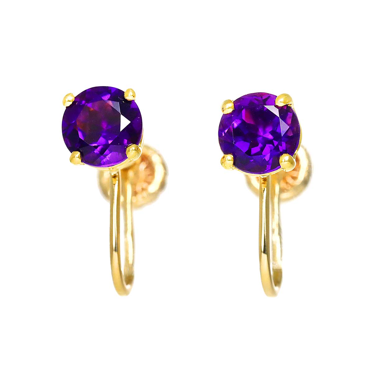 Amethyst Earrings 18K 14K Yellow Gold 750 585