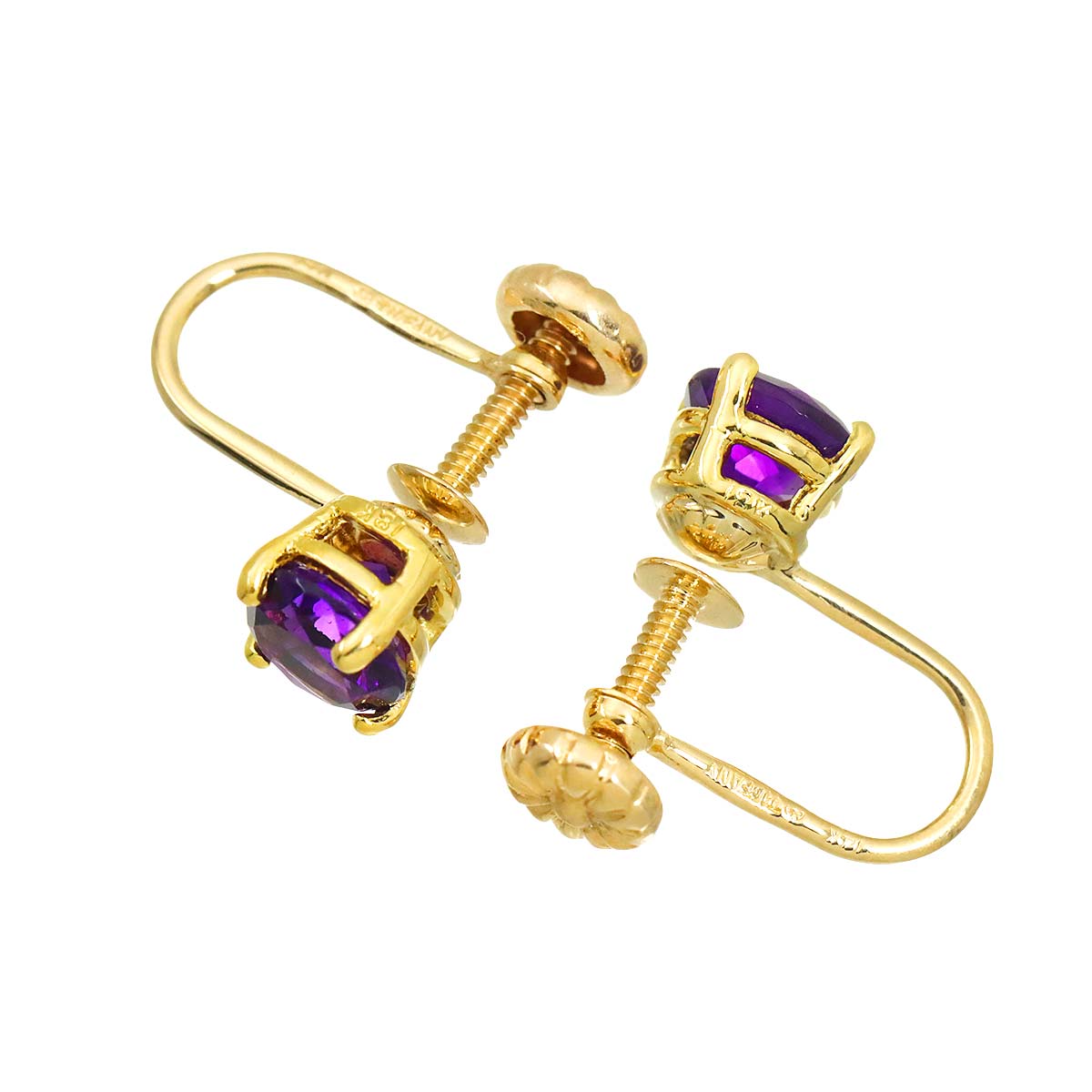 Amethyst Earrings 18K 14K Yellow Gold 750 585