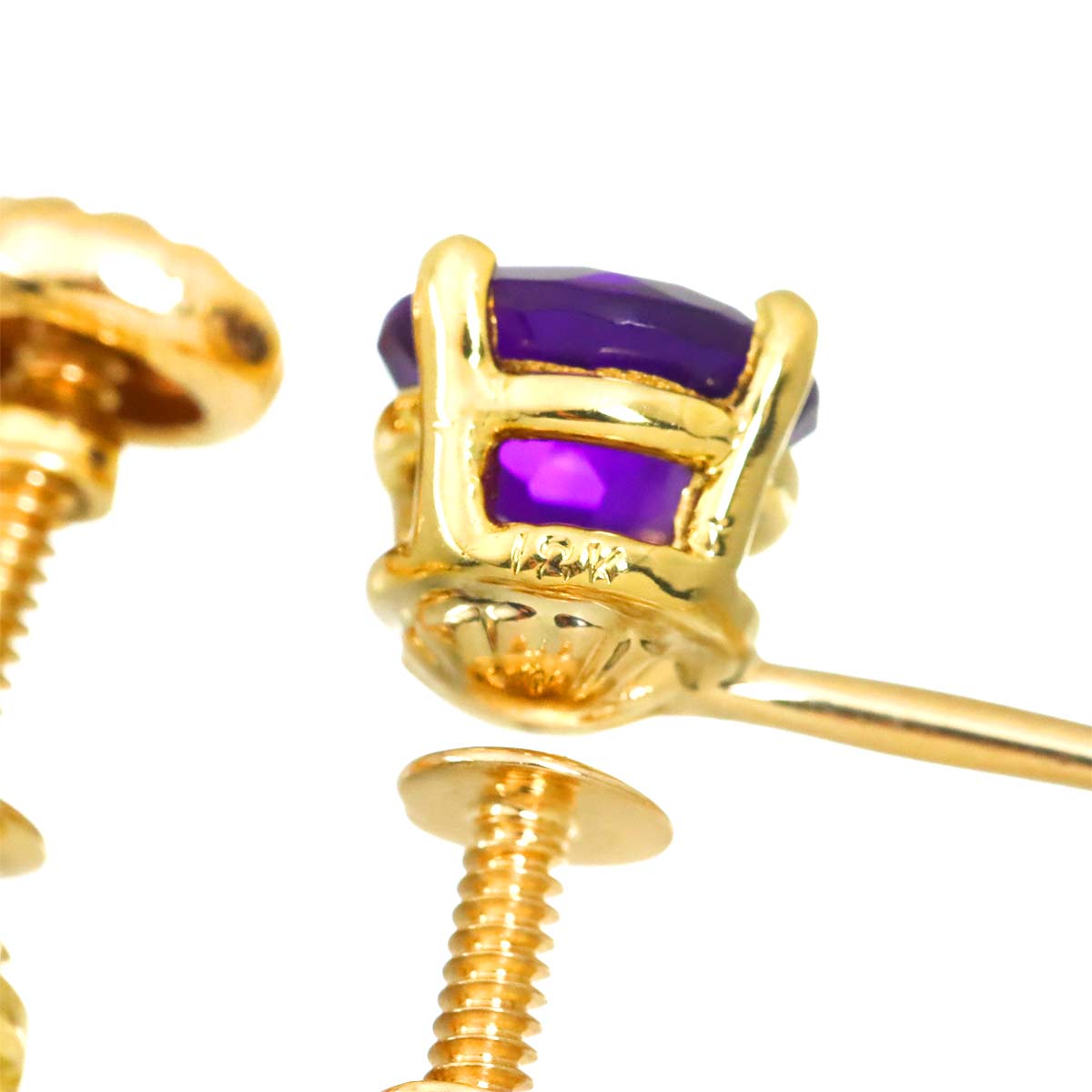 Amethyst Earrings 18K 14K Yellow Gold 750 585