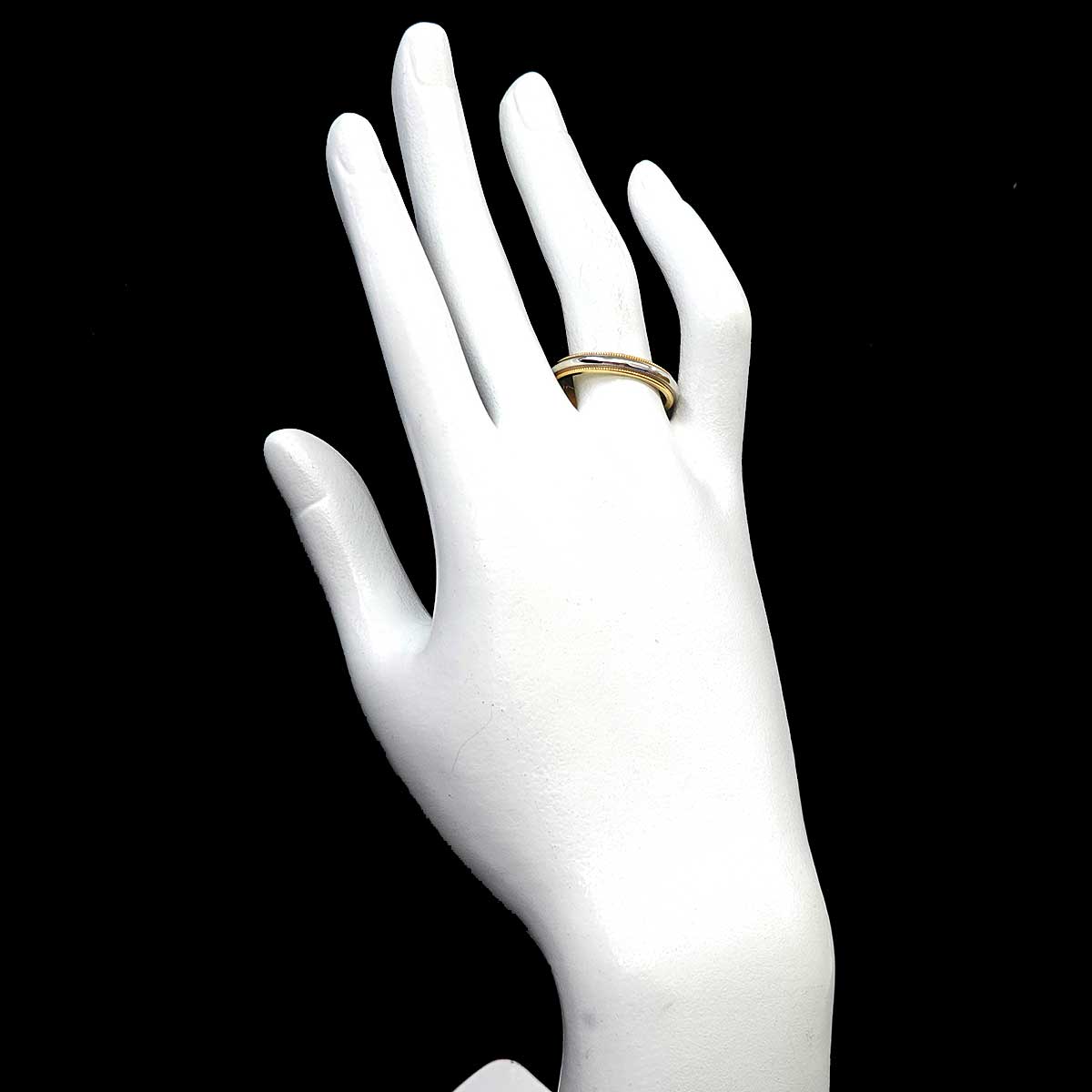 Milgrain Band Ring 18K 750 YG Platinum Size8.75(US)
