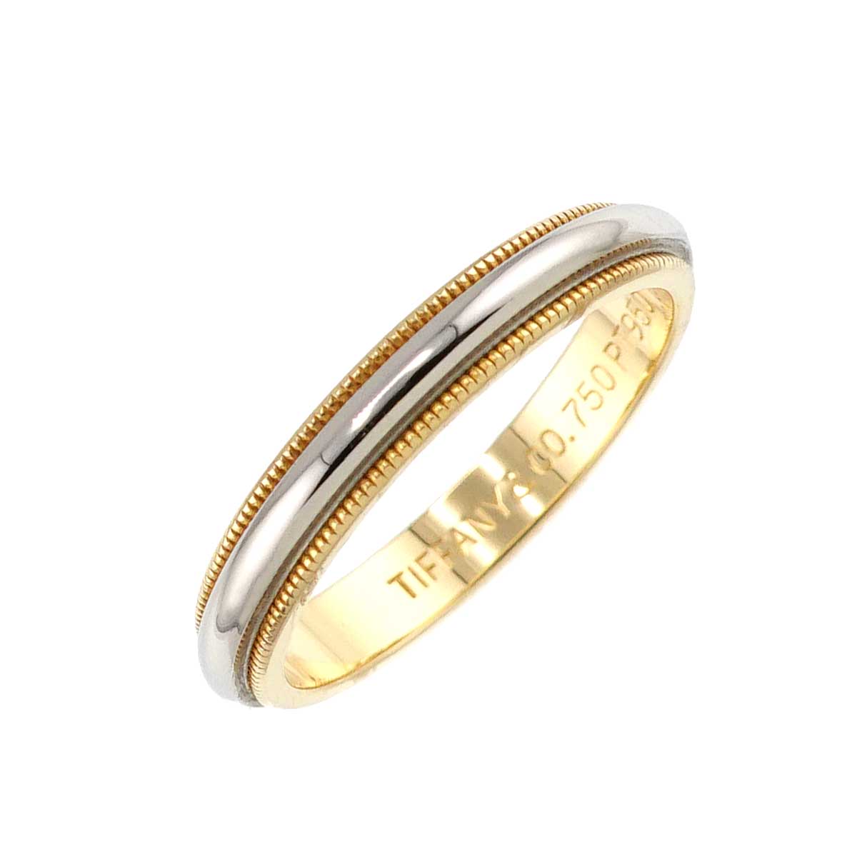 Milgrain Band Ring 18K 750 YG Platinum Size8.75(US)