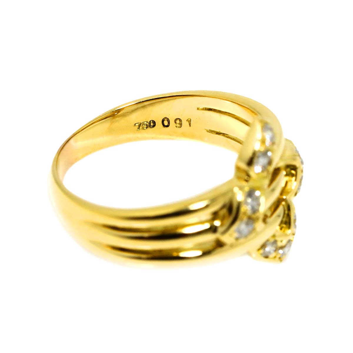 Diamond Ring 18K YG 750 size7.25(US)