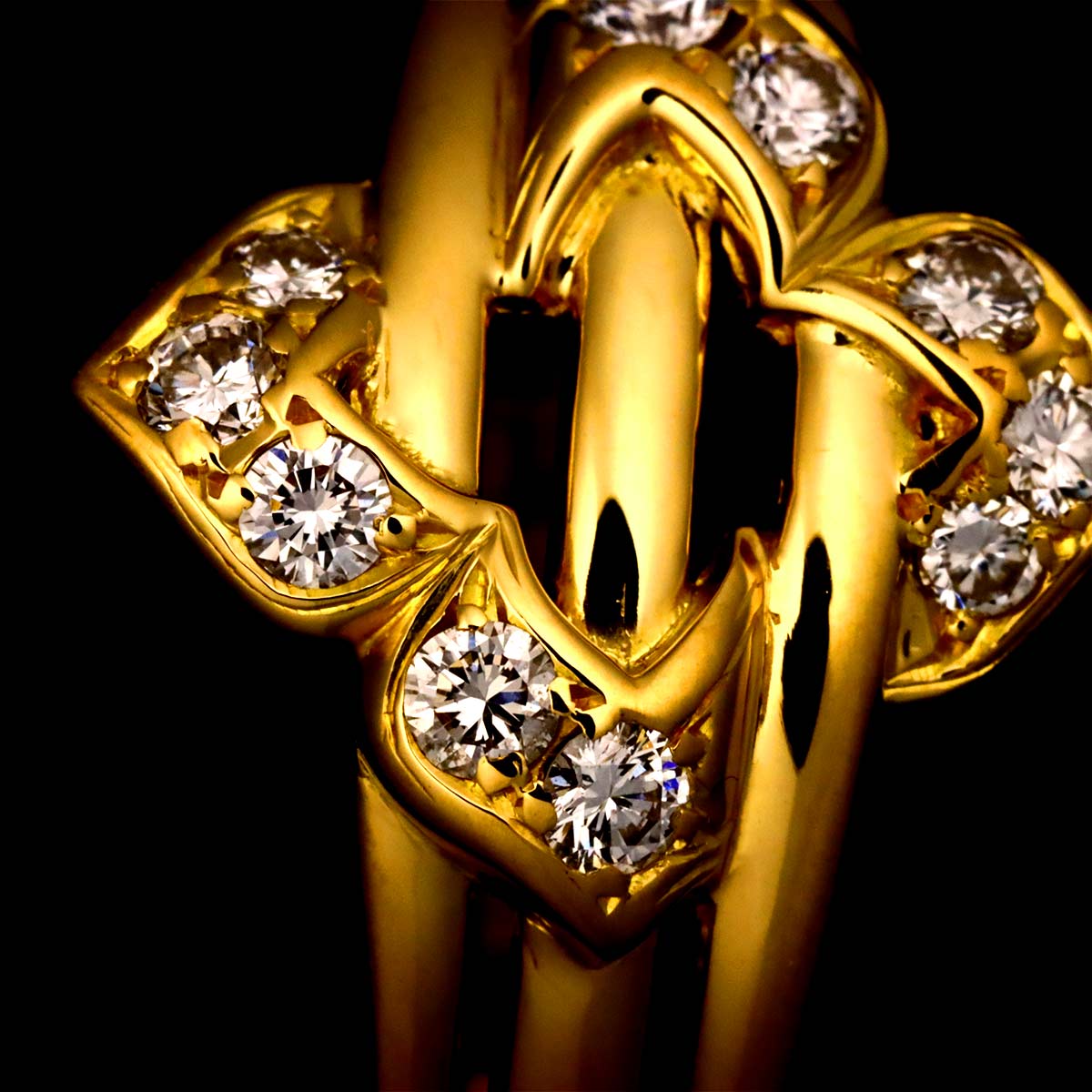 Diamond Ring 18K YG 750 size7.25(US)