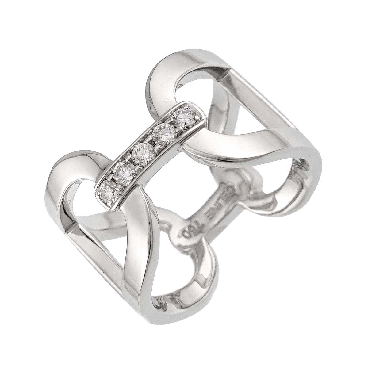 Diamond Ring K18 White Gold 750 Size6.5-6.75(US)