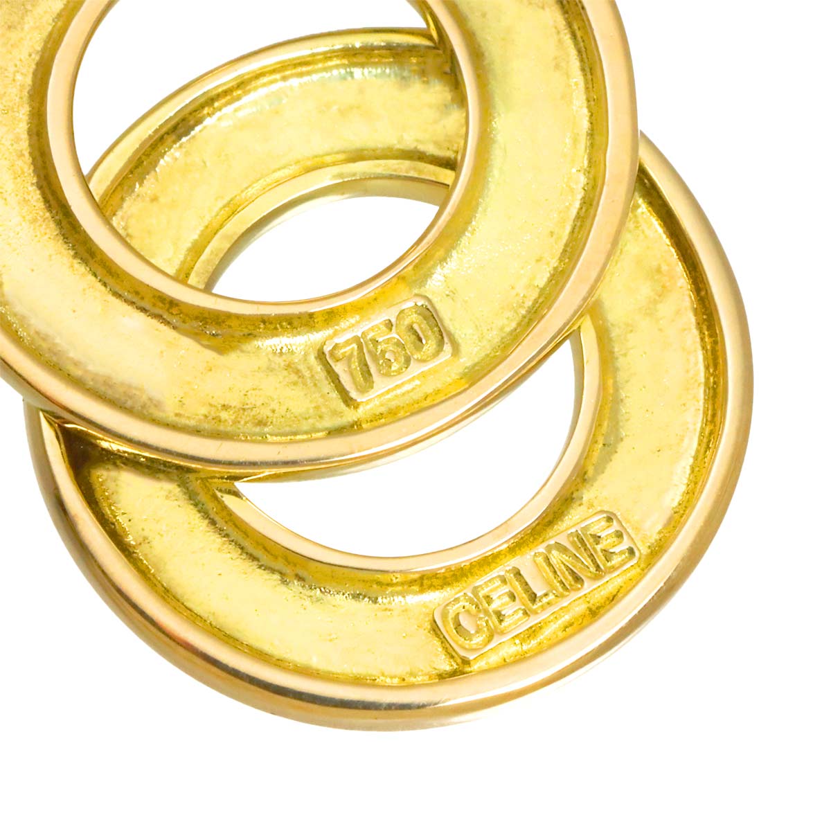 Circle Earrings Pierced 18K K18 YG 750