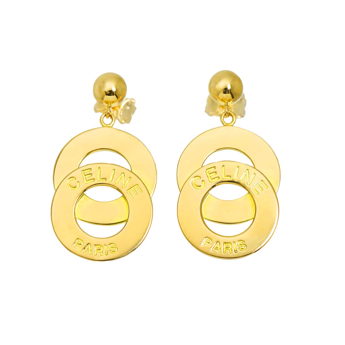 Circle Earrings Pierced 18K K18 YG 750