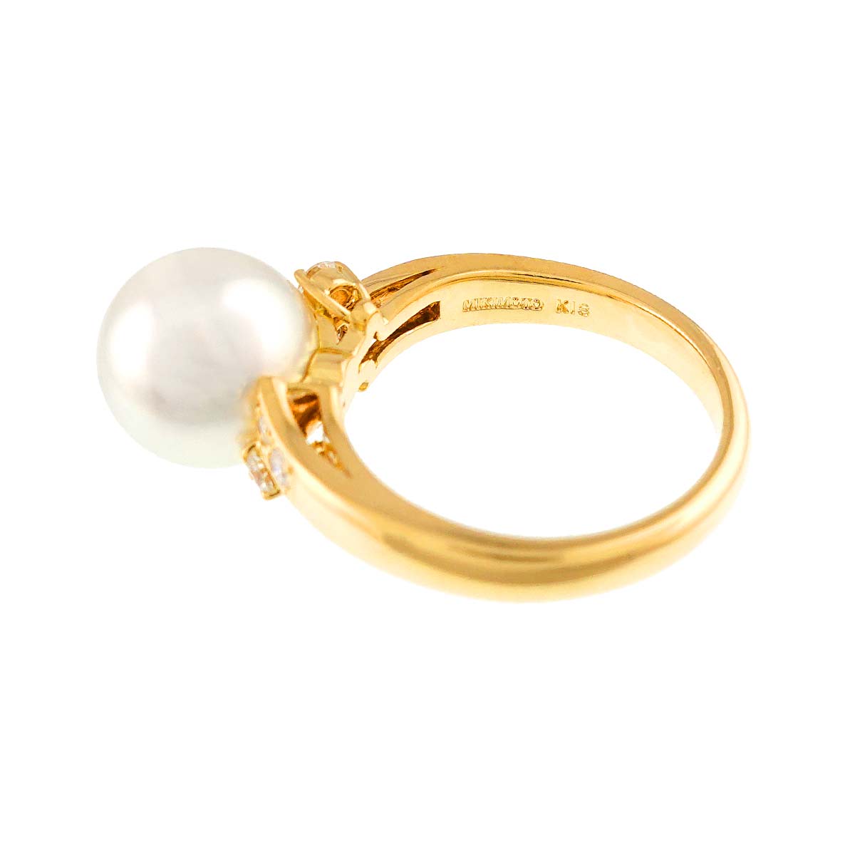 South Sea pearl Diamond 0.16ct Ring 18K YG 750 size6