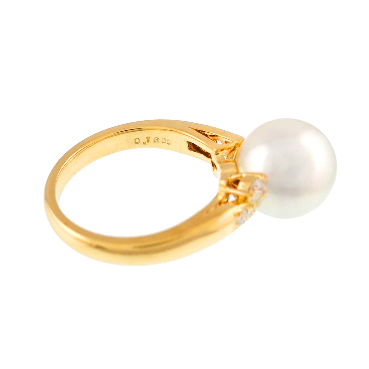 South Sea pearl Diamond 0.16ct Ring 18K YG 750 size6