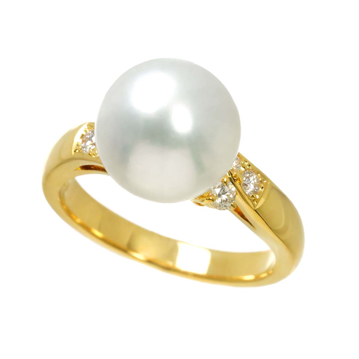 South Sea pearl Diamond 0.16ct Ring 18K YG 750 size6