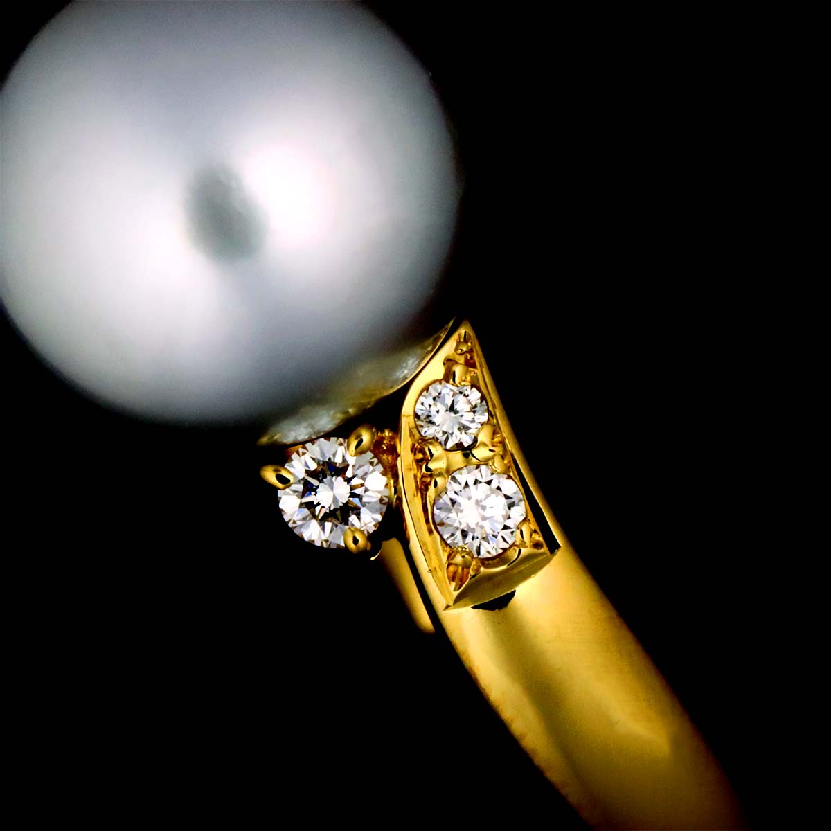 South Sea pearl Diamond 0.16ct Ring 18K YG 750 size6