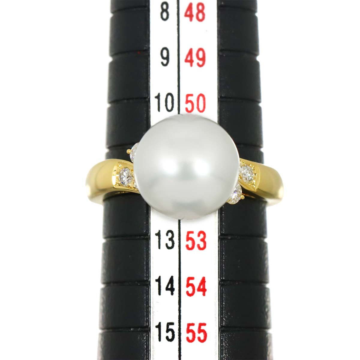 South Sea pearl Diamond 0.16ct Ring 18K YG 750 size6