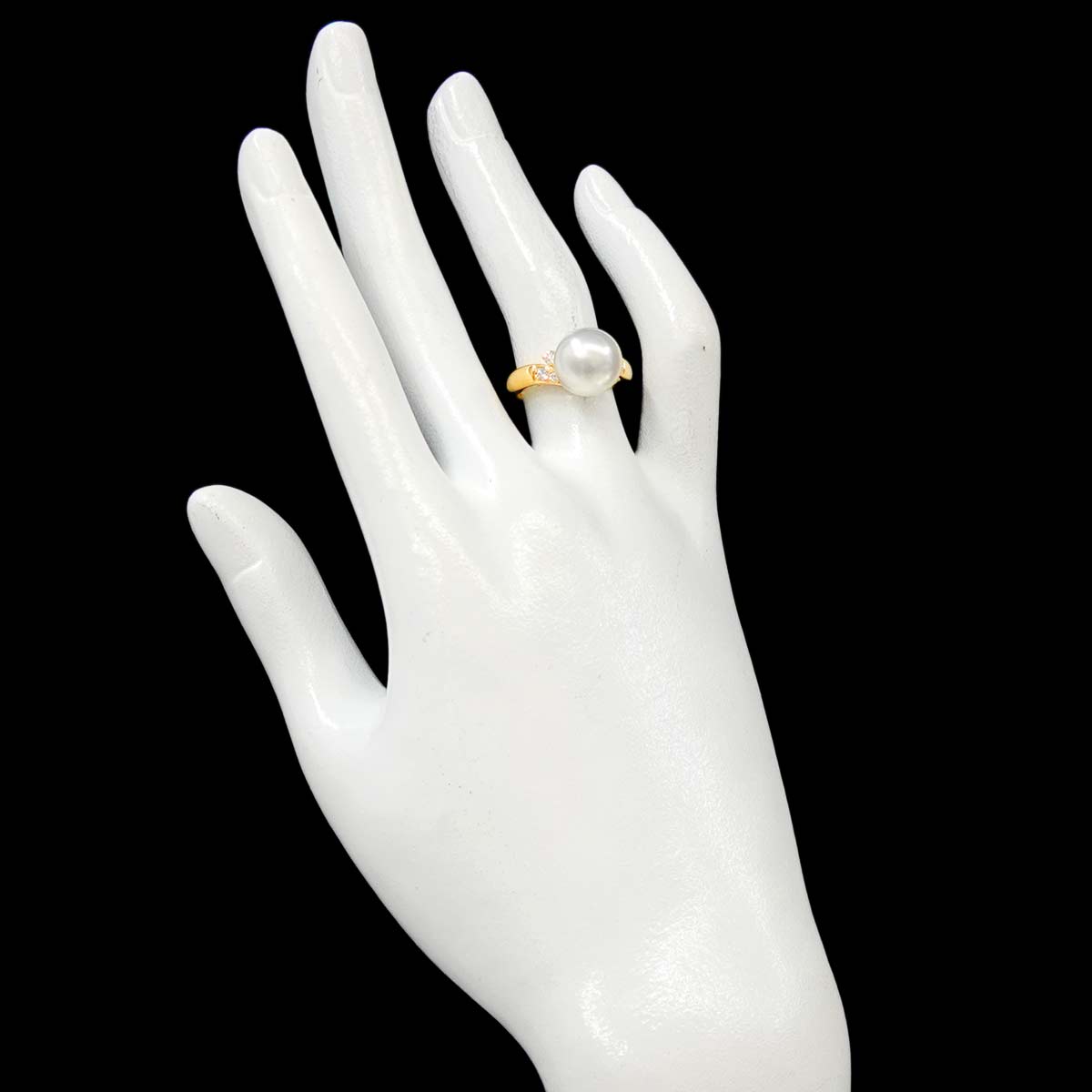 South Sea pearl Diamond 0.16ct Ring 18K YG 750 size6