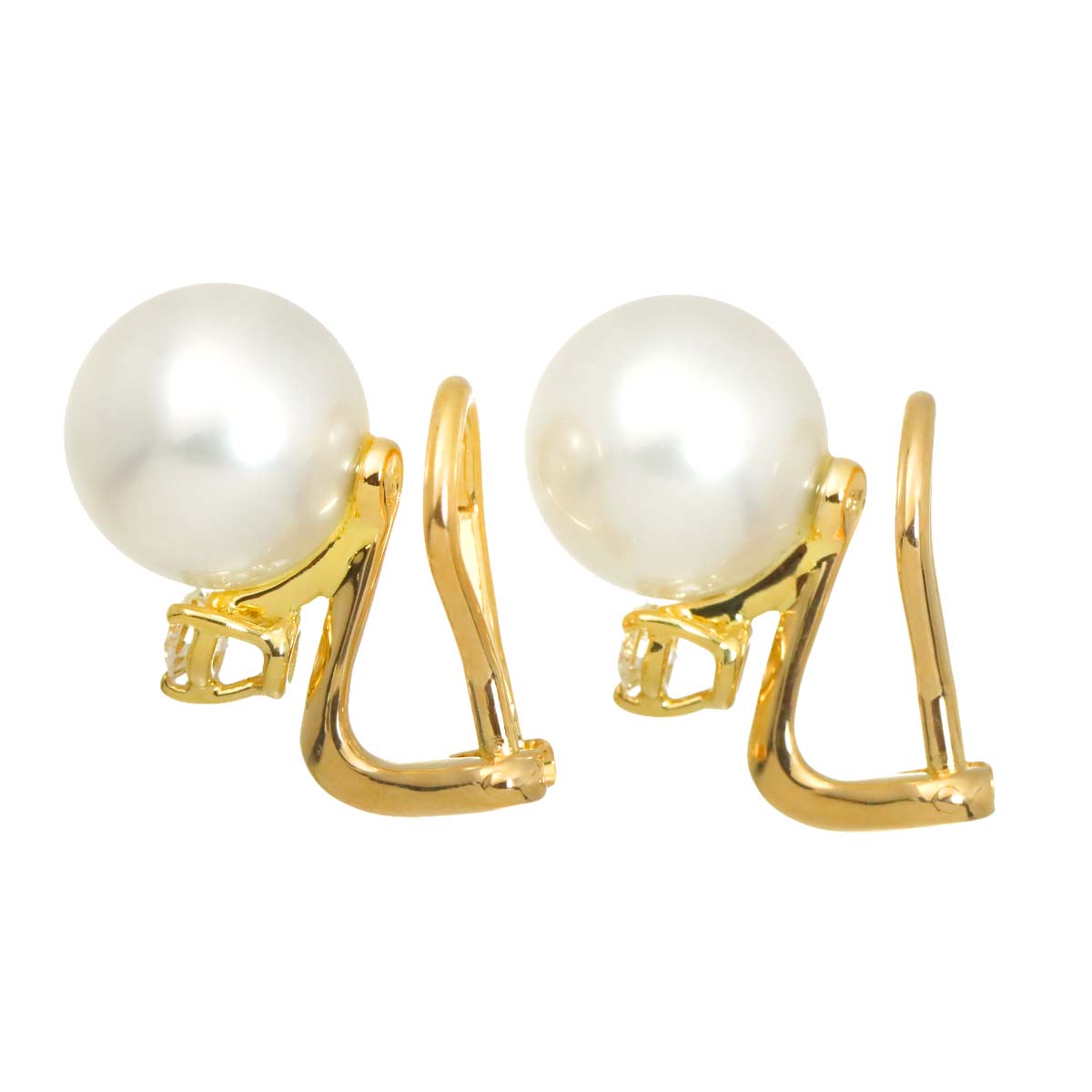South Sea pearl Diamond 0.12ct/0.12ct Earrings 18K YG 750