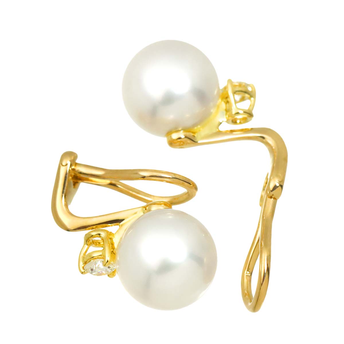 South Sea pearl Diamond 0.12ct/0.12ct Earrings 18K YG 750