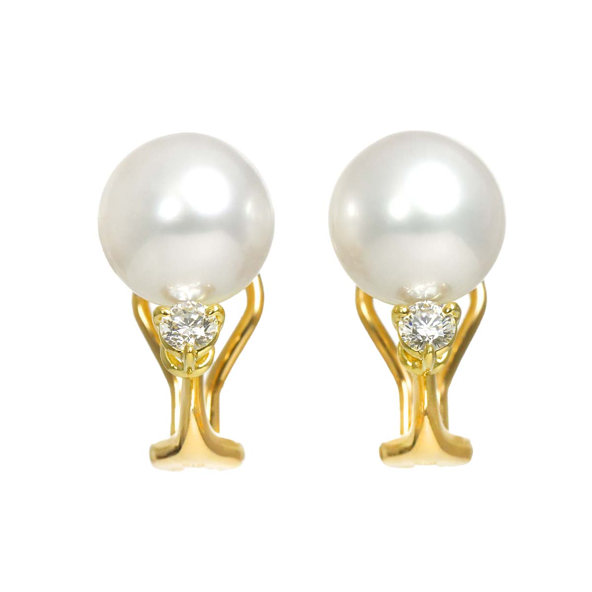 South Sea pearl Diamond 0.12ct/0.12ct Earrings 18K YG 750