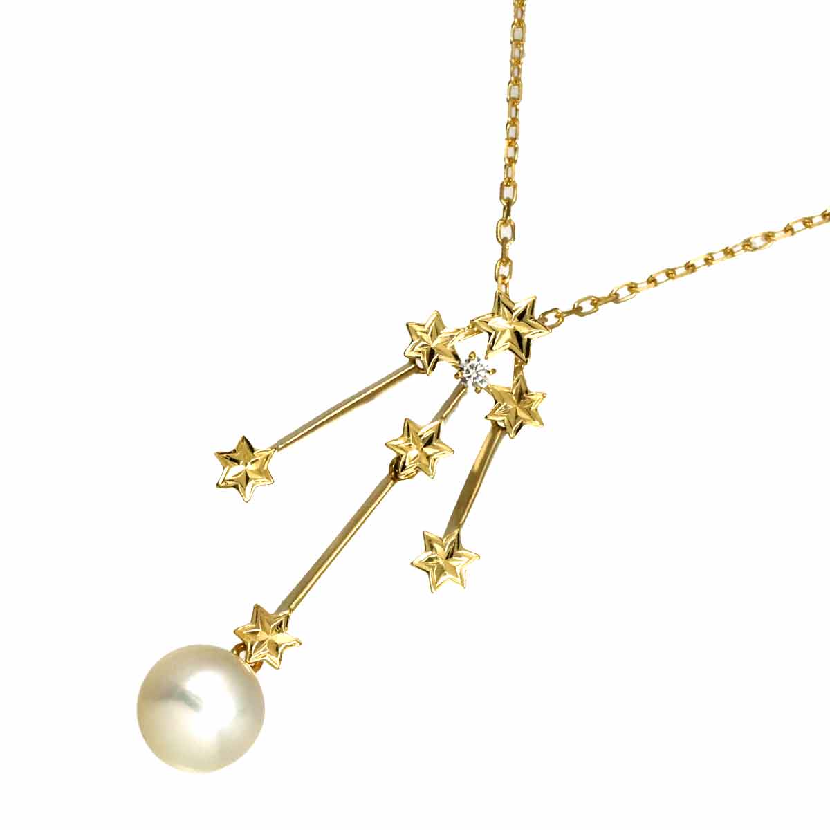 Akoya Pearl 7.8mm Diamond Necklace 18K YG 750