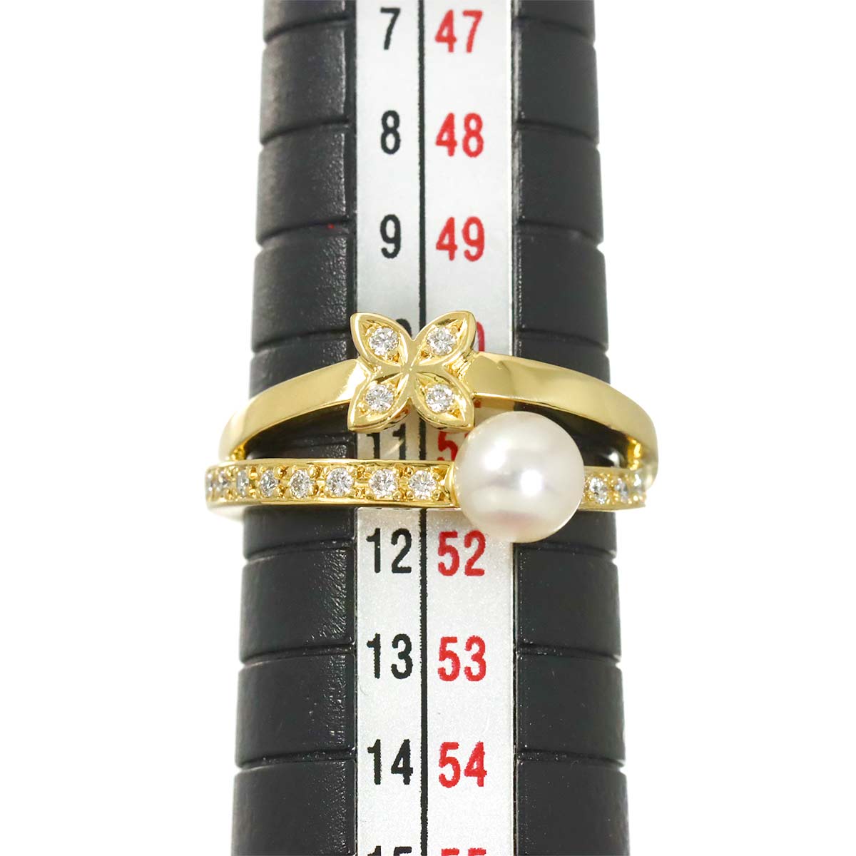 Akoya Pearl 5.5mm Diamond Ring 18K YG 750 Size5.5-5.75(US)