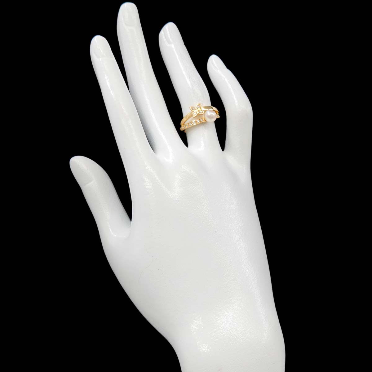 Akoya Pearl 5.5mm Diamond Ring 18K YG 750 Size5.5-5.75(US)