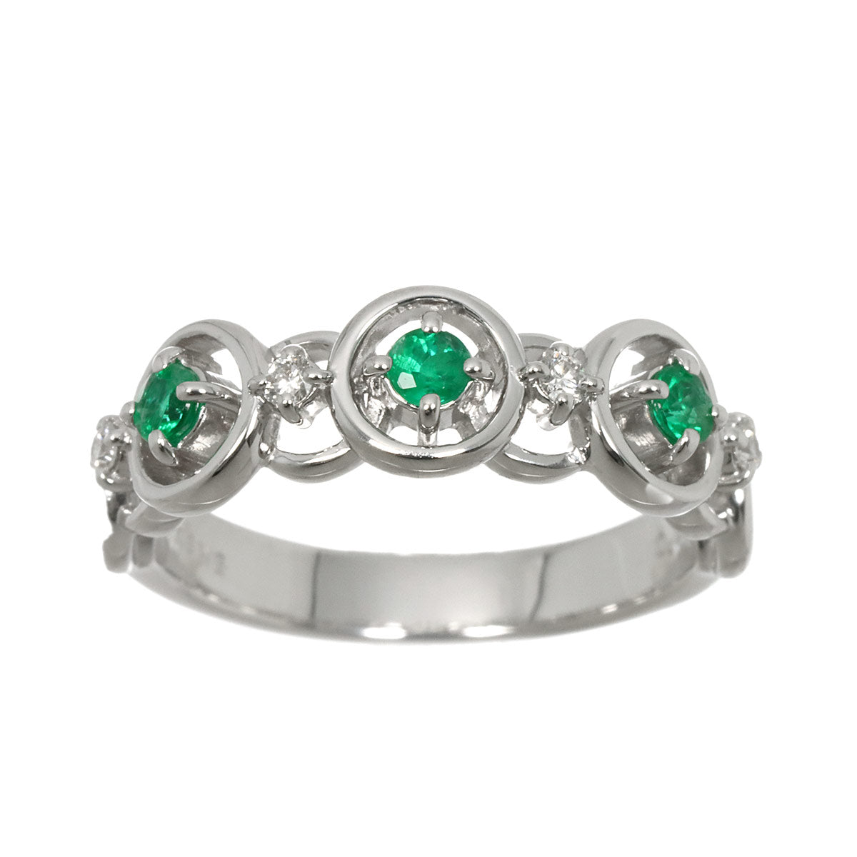 Emerald Diamond 0.06ct Ring 18K WG 750 size6.25-6.5(US)