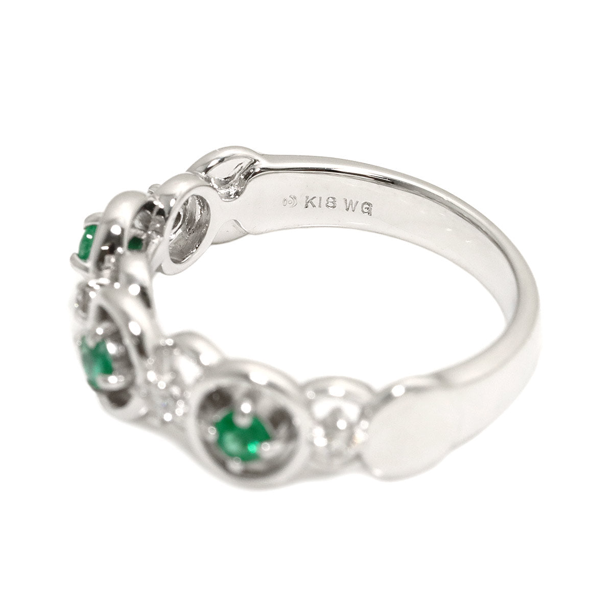 Emerald Diamond 0.06ct Ring 18K WG 750 size6.25-6.5(US)