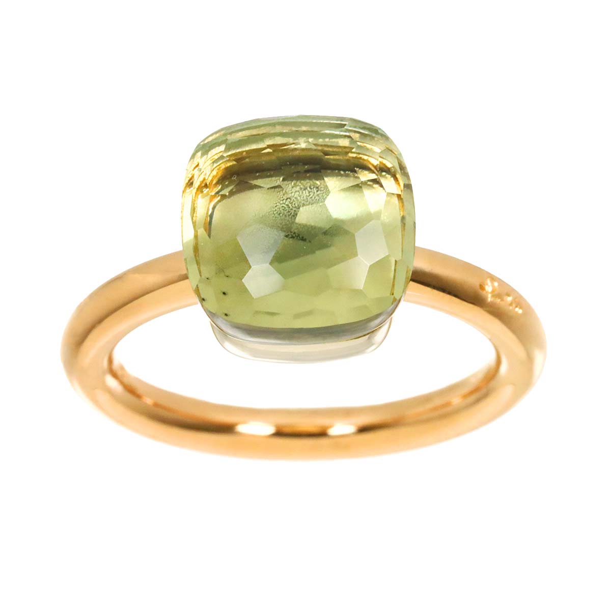 Quartz Ring 18K PG WG 750 size6.5-6.75(US)