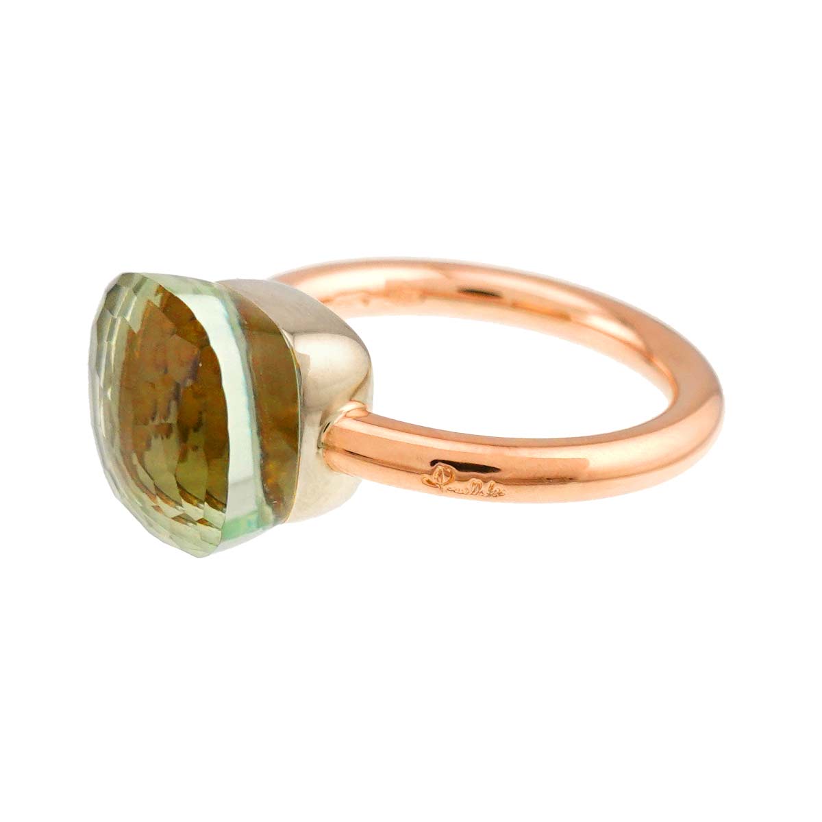 Quartz Ring 18K PG WG 750 size6.5-6.75(US)