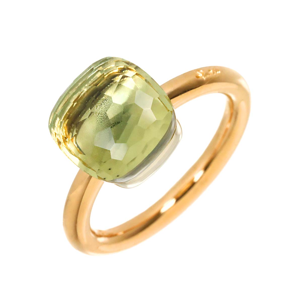 Quartz Ring 18K PG WG 750 size6.5-6.75(US)