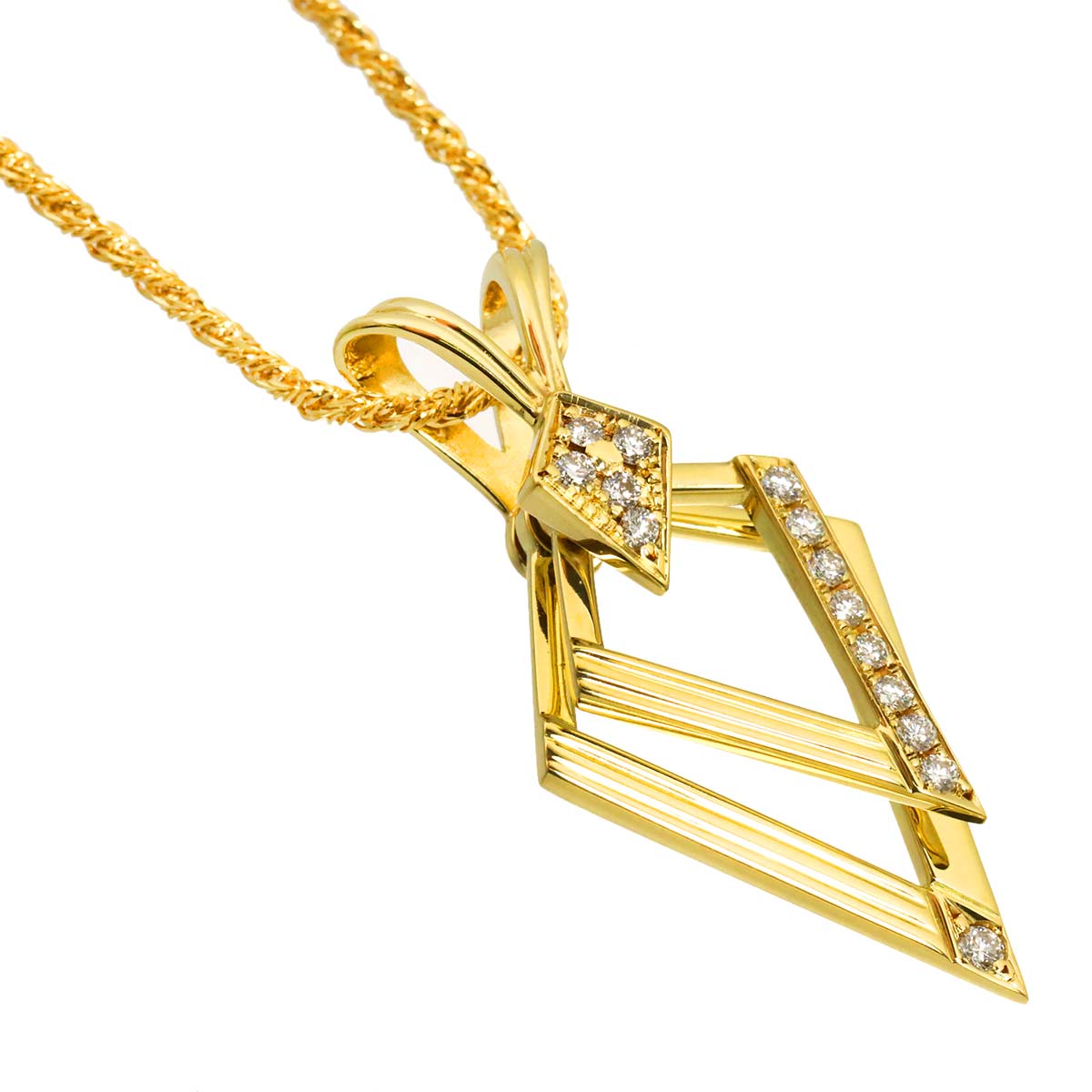 Diamond Swing Necklace 18K Yellow Gold 750