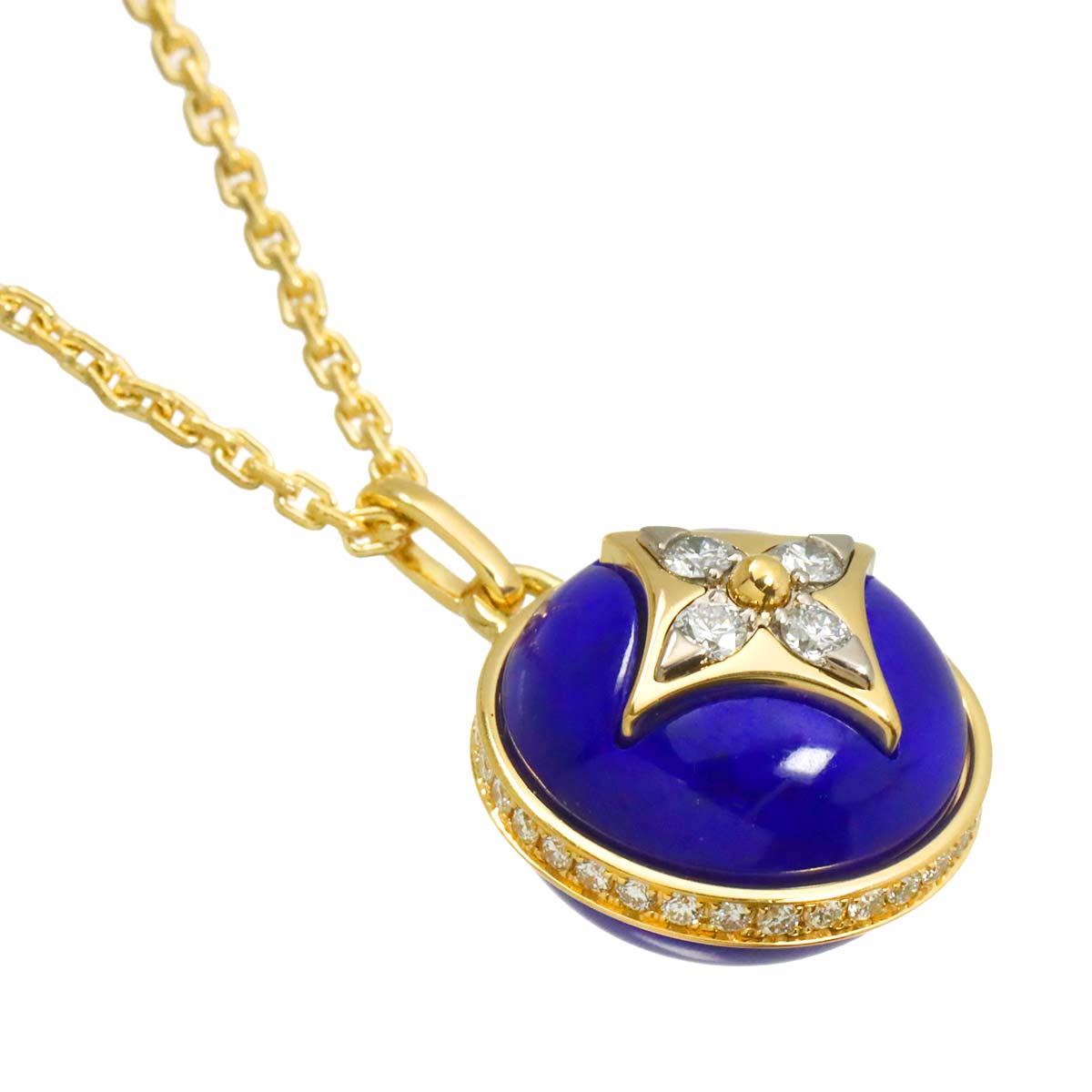 PandanTiff Blossom Lapis Lazuli Diamond Necklace 18K YG
