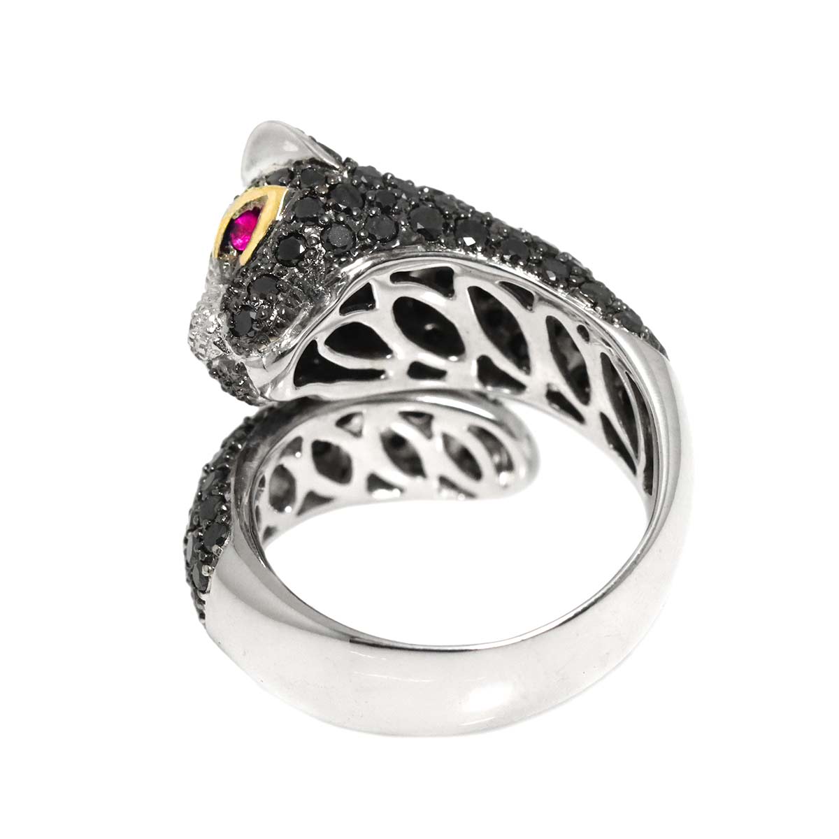 Diamond 3.08ct Ruby 0.06ct Ring 18K K18 WG White Gold size7.5(US)
