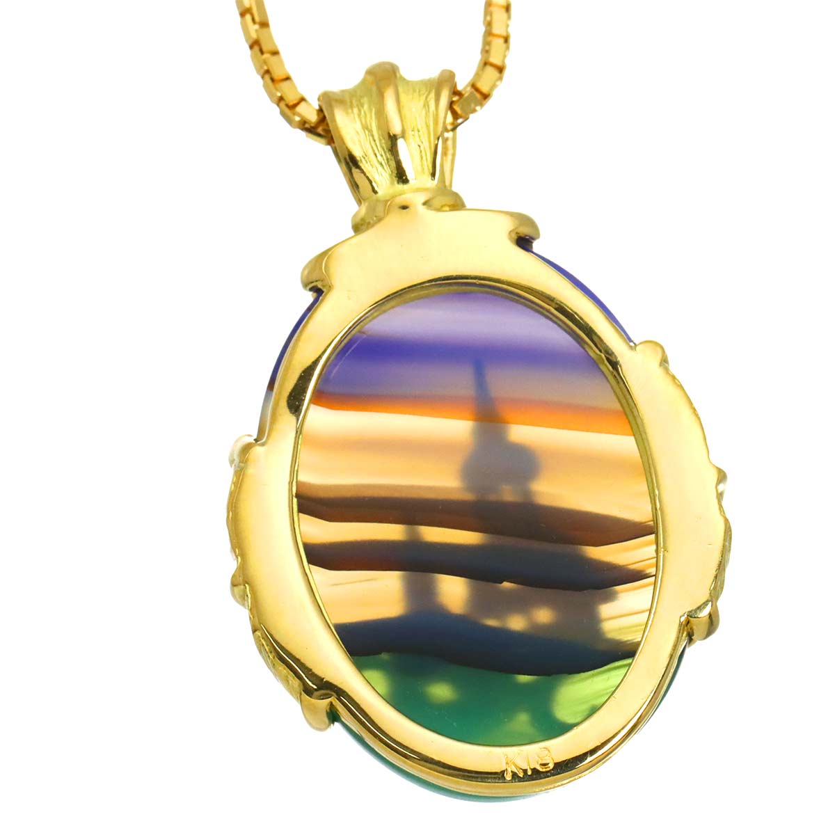 Agate Necklace 18K YG Yellow Gold 750