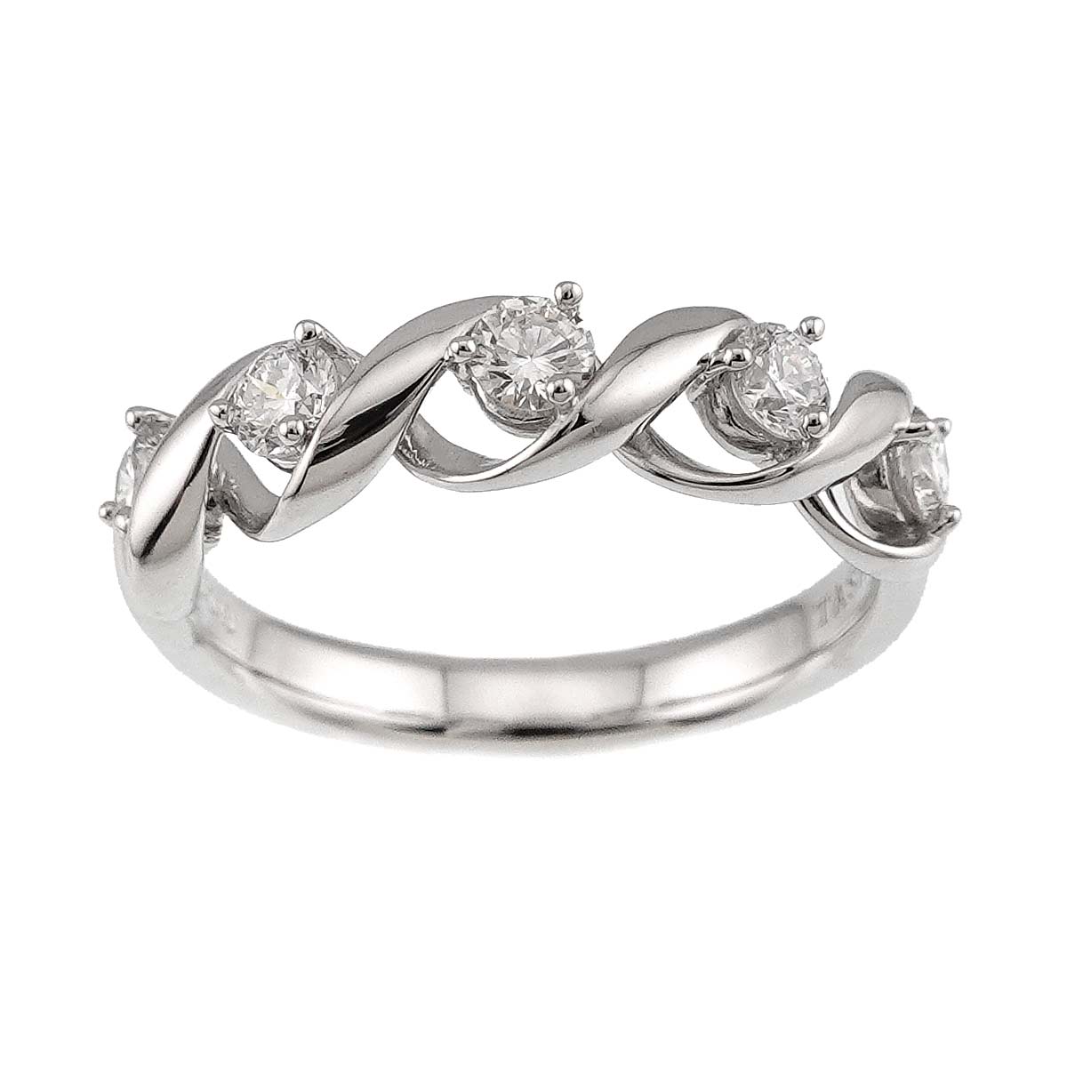 Diamond 0.43ct Ring 18K White Gold 750 Size6(US)