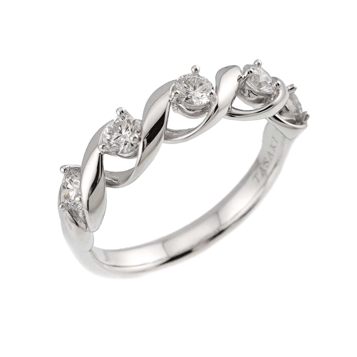 Diamond 0.43ct Ring 18K White Gold 750 Size6(US)