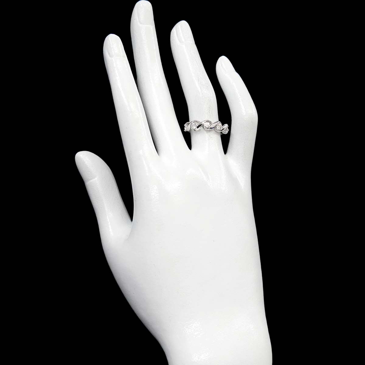Diamond 0.43ct Ring 18K White Gold 750 Size6(US)