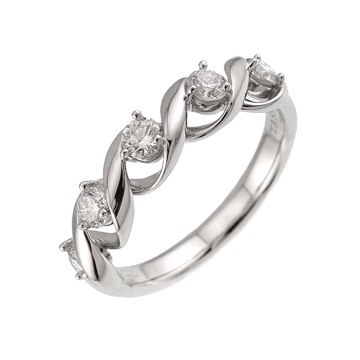 Diamond 0.43ct Ring 18K White Gold 750 Size6(US)