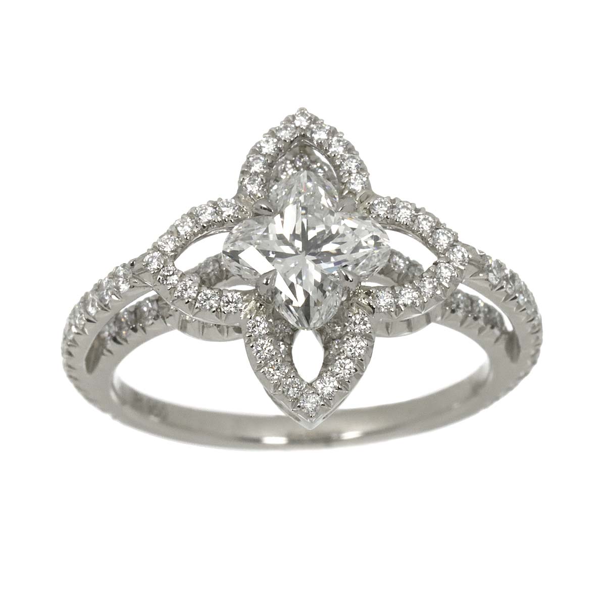 Diamond Flower Ring Pt Platinum size52 6(US)