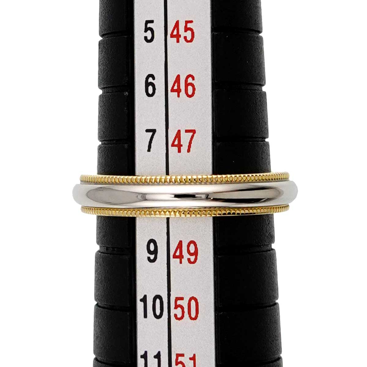 Milgrain Band Ring 18K 750 YG Platinum Size4.5(US)