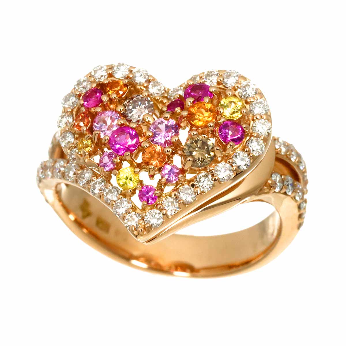 Sapphire 0.59ct Diamond Ring 18K PG 5.5-5.75 US