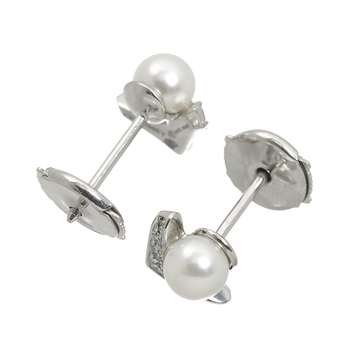 Josephine Akoya Pearl Diamond Earrings Pierced 18K WG 750
