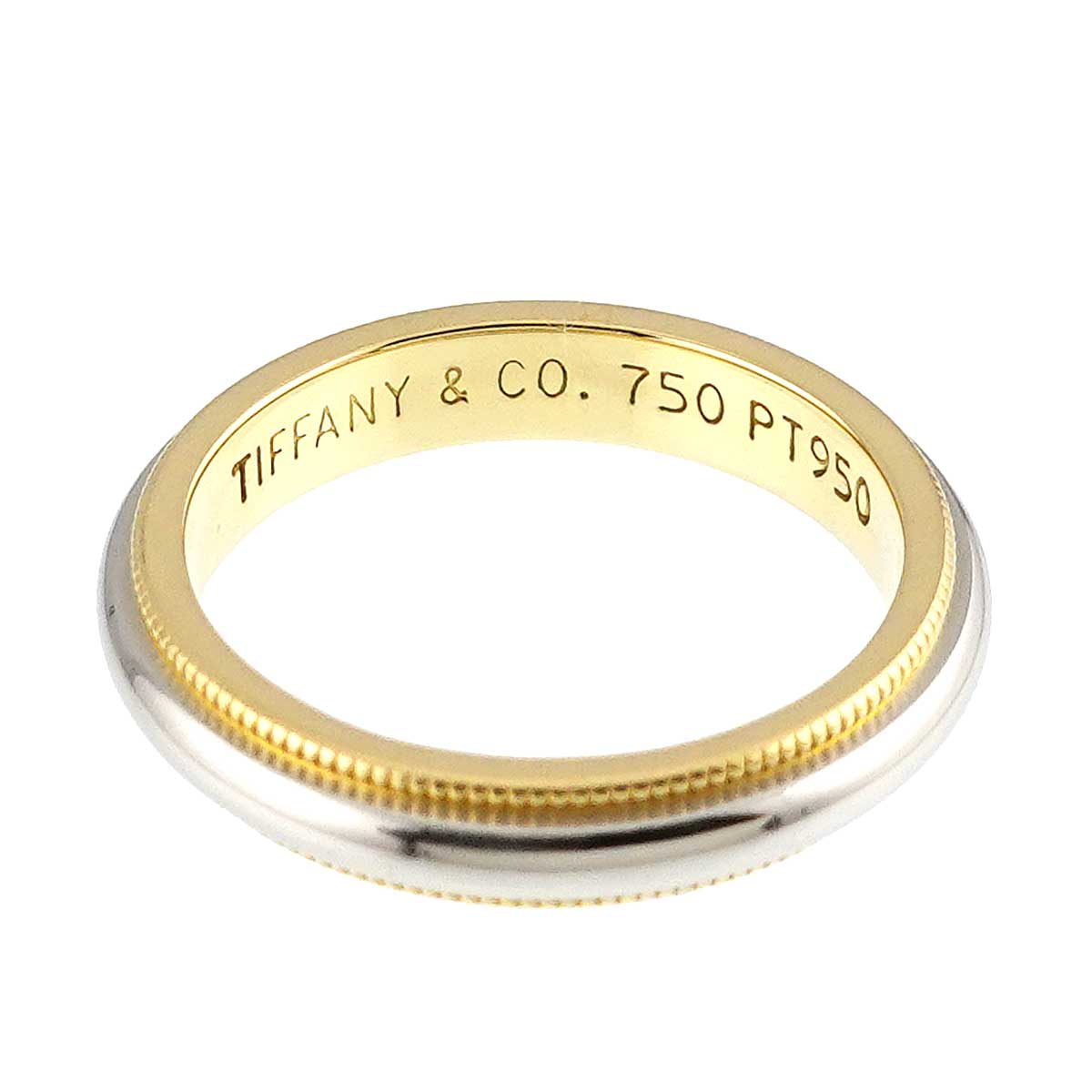 Milgrain Band Ring 18K 750 YG Pt Platinum Size4.75-5(US)
