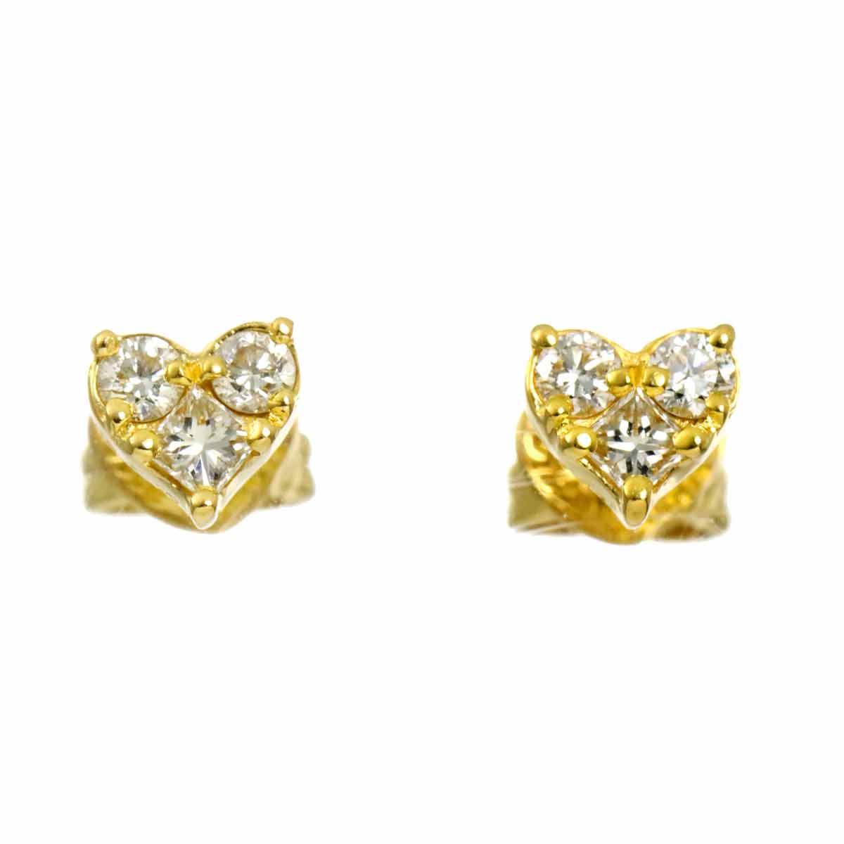 Diamond 0.12/0.12ct Heart Earrings Pierced 18K YG 750