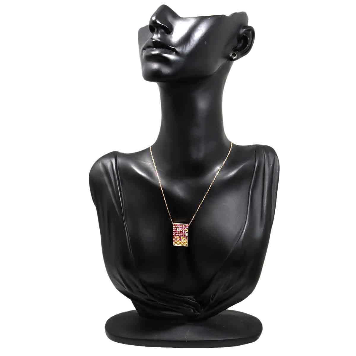 Sapphire Diamond 0.09ct Necklace 18K Pink Gold 750