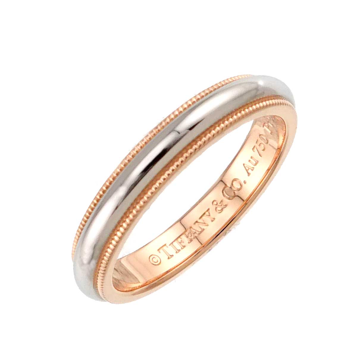 Milgrain Band Ring 18K PG 750 Platinum Size6.25-6.5(US)